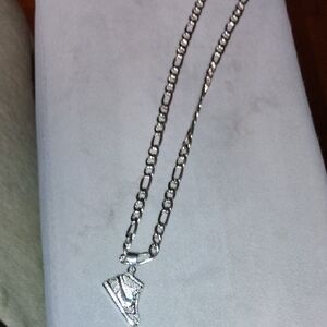 Stainless Steel Sliver Nike Sneaker Pendant Necklace